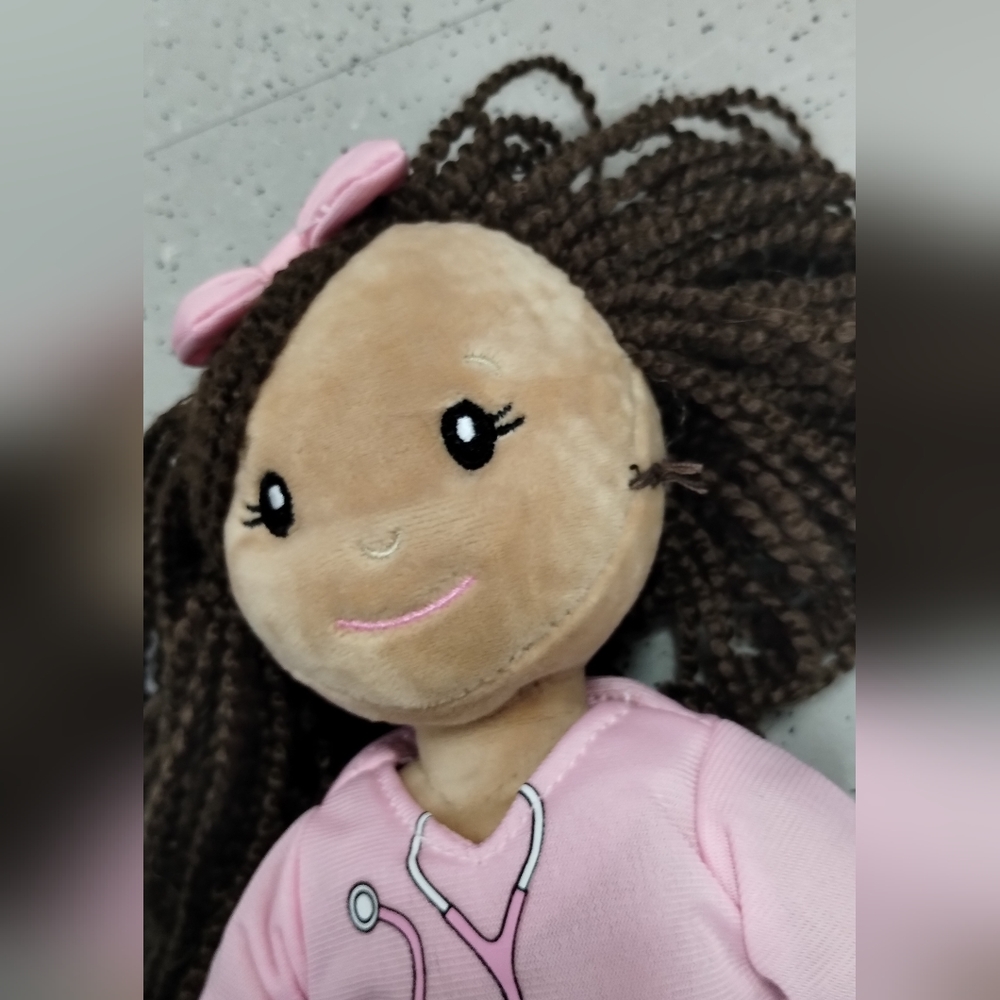 Petting Zoo Nurse Rag Doll 17" Tall Pink Uniform, Shiny Sneakers - Picture 4 of 15